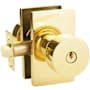 Emtek Round Knobset Single Cylinder Keyed Entry Door Knob Set with Modern Rectangular Rose Unlacquered Brass