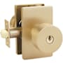 Emtek Round Knobset Single Cylinder Keyed Entry Door Knob Set with Modern Rectangular Rose Satin Brass
