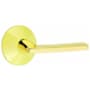 Emtek Helios Left Handed Privacy Door Lever Set with Modern Rose from the Brass Modern Collection Unlacquered Brass