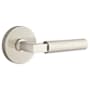 Emtek Hercules Right Handed Privacy Door Lever Set with Disk Rose from the Brass Modern Collection Satin Nickel