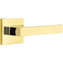 Emtek Dumont Right Handed Privacy Door Lever Set with Square Rose from the Brass Modern Collection Unlacquered Brass