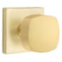 Emtek Freestone Privacy Door Knob Set with Square Rose from the Urban Modern Collection Satin Brass