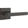 Emtek Freestone Right Handed Privacy Door Lever Set with Square Rose from the Urban Modern Collection Oil Rubbed Bronze