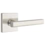 Emtek Freestone Right Handed Privacy Door Lever Set with Square Rose from the Urban Modern Collection Satin Nickel