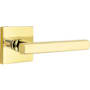 Emtek Freestone Right Handed Privacy Door Lever Set with Square Rose from the Urban Modern Collection Unlacquered Brass