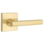 Emtek Freestone Right Handed Privacy Door Lever Set with Square Rose from the Urban Modern Collection Satin Brass