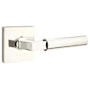 Emtek Hercules Right Handed Privacy Door Lever Set with Square Rose from the Brass Modern Collection Polished Nickel
