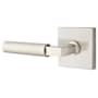 Emtek Hercules Left Handed Privacy Door Lever Set with Square Rose from the Brass Modern Collection Satin Nickel