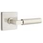 Emtek Hercules Right Handed Privacy Door Lever Set with Square Rose from the Brass Modern Collection Satin Nickel