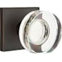 Emtek Modern Disc Privacy Door Knob Set with Square Rose from the Brass Modern Crystal Collection Oil Rubbed Bronze