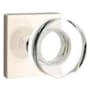 Emtek Modern Disc Privacy Door Knob Set with Square Rose from the Brass Modern Crystal Collection Polished Nickel