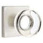 Emtek Modern Disc Privacy Door Knob Set with Square Rose from the Brass Modern Crystal Collection Satin Nickel