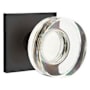 Emtek Modern Disc Privacy Door Knob Set with Square Rose from the Brass Modern Crystal Collection Flat Black