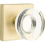 Emtek Modern Disc Privacy Door Knob Set with Square Rose from the Brass Modern Crystal Collection Satin Brass