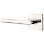 Emtek Stuttgart Left Handed Privacy Door Lever Set with Square Rose from the Brass Modern Collection Polished Nickel