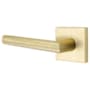 Emtek Stuttgart Left Handed Privacy Door Lever Set with Square Rose from the Brass Modern Collection Satin Brass