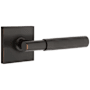 Emtek Knurled T-Bar Right Handed Privacy Door Lever Set with Square Rose from the SELECT Brass Collection Oil Rubbed Bronze