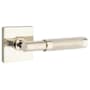 Emtek Knurled T-Bar Right Handed Privacy Door Lever Set with Square Rose from the SELECT Brass Collection Lifetime Polished Nickel