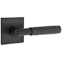 Emtek Knurled T-Bar Right Handed Privacy Door Lever Set with Square Rose from the SELECT Brass Collection Flat Black
