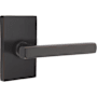 Emtek Freestone Left Handed Privacy Door Lever Set with Modern Rectangular Rose from the Urban Modern Collection Oil Rubbed Bronze
