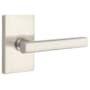 Emtek Freestone Left Handed Privacy Door Lever Set with Modern Rectangular Rose from the Urban Modern Collection Satin Nickel
