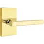 Emtek Freestone Left Handed Privacy Door Lever Set with Modern Rectangular Rose from the Urban Modern Collection Unlacquered Brass