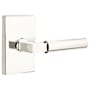 Emtek Hercules Right Handed Privacy Door Lever Set with Modern Rectangular Rose from the Brass Modern Collection Polished Nickel