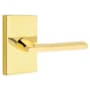 Emtek Helios Left Handed Privacy Door Lever Set with Modern Rectangular Rose Unlacquered Brass