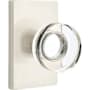 Emtek Modern Disc Privacy Door Knob Set with Modern Rectangular Rose from the Brass Modern Crystal Collection Satin Nickel