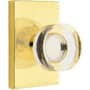 Emtek Modern Disc Privacy Door Knob Set with Modern Rectangular Rose from the Brass Modern Crystal Collection Unlacquered Brass