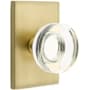 Emtek Modern Disc Privacy Door Knob Set with Modern Rectangular Rose from the Brass Modern Crystal Collection Satin Brass