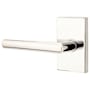 Emtek Stuttgart Left Handed Privacy Door Lever Set with Modern Rectangular Rose from the Brass Modern Collection Polished Nickel