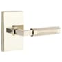 Emtek Knurled L-Square Right Handed Privacy Door Lever Set with Modern Rectangular Rose from the SELECT Brass Collection Lifetime Polished Nickel