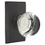 Emtek Providence Crystal Passage Door Knob with Sandcast Bronze Rosette Medium Bronze