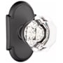 Emtek Old Town Non-Turning Two-Sided Dummy Door Knob Set with Type 8 Rose from the Crystal Collection Flat Black