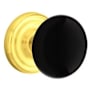 Emtek Ebony Porcelain Passage Knobset with Brass Rosette Unlacquered Brass