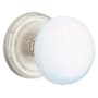 Emtek Ice White Porcelain Passage Door Knob Set Satin Nickel