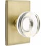 Emtek Modern Disc Passage Door Knob Set with Rectangular Rose from the Brass Modern Collection Satin Brass