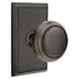 Emtek Norwich Passage Door Knob Set with Rectangular Rose from the Brass Classic Collection Oil Rubbed Bronze