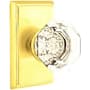 Emtek Old Town Passage Door Knob Set with Rectangular Rose from the Brass Crystal Collection Polished Brass