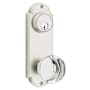 Emtek Delaware Series Double Cylinder Keyed Entry Set with 7.125 Inch Tall Backplate from the American Classic Collection Satin Nickel