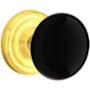 Emtek Ebony Porcelain Privacy Knobset with Brass Rosette Unlacquered Brass