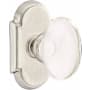 Emtek Hampton Glass Privacy Knobset with Brass Rosette Satin Nickel