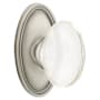 Emtek Hampton Glass Privacy Knobset with Brass Rosette Pewter