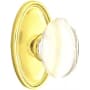 Emtek Hampton Glass Privacy Knobset with Brass Rosette Unlacquered Brass