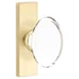 Emtek Hampton Glass Privacy Knobset with Brass Rosette Satin Brass