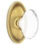 Emtek Hampton Glass Privacy Knobset with Brass Rosette French Antique