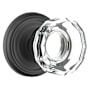 Emtek Lowell Crystal Privacy Door Knob Set with Brass Rosette Flat Black