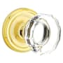 Emtek Lowell Crystal Privacy Door Knob Set with Brass Rosette Lifetime Polished Brass