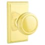 Emtek Norwich Privacy Door Knob Set with Rectangular Rose from the Brass Classic Collection Unlacquered Brass
